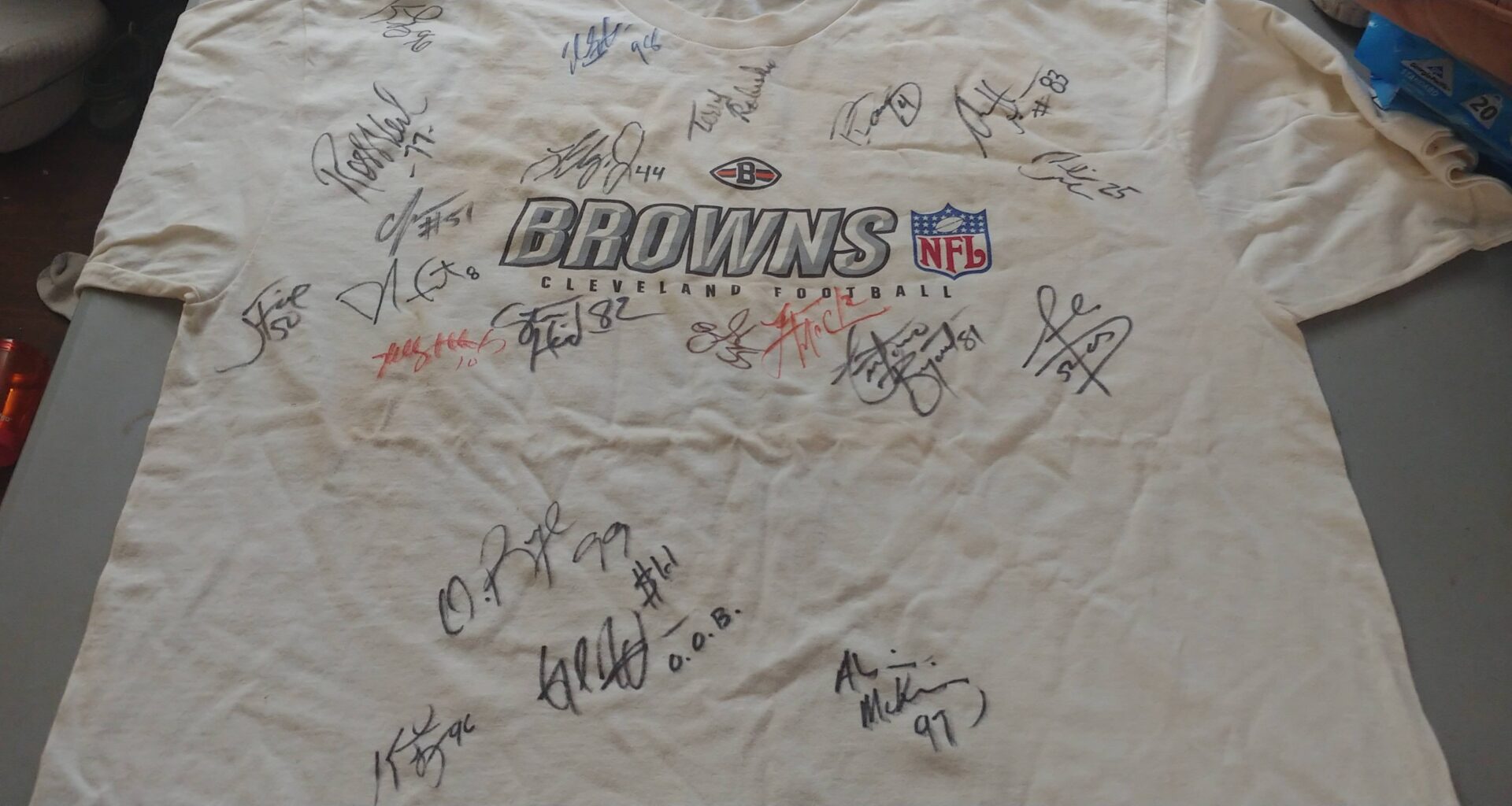Got an old shirt from a storage unit with a lot of signatures on it. Can you identify them?