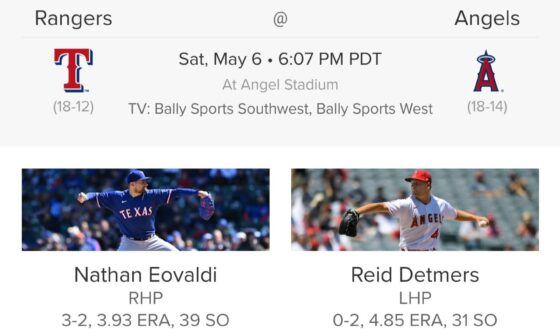 Here's how our pitching stacks up against the Rangers for the weekend