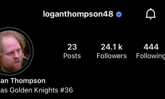 Logan Thompson’s Instagram profile pic is Phil Kessel