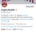 The Twitter @AngelsReddit has passed @BaseballReddit in followers