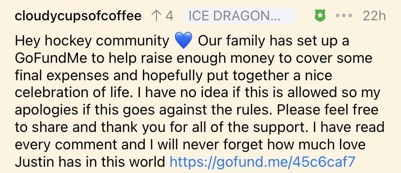 This post stays up until May 8 (Justin’s celebration of life)