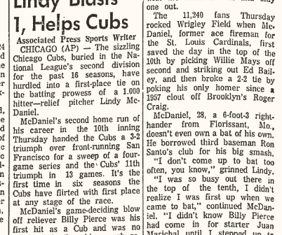 Ran across this recounting of a 1963 game while doing research. "Picking Willie Mays off second" sounds so strange.