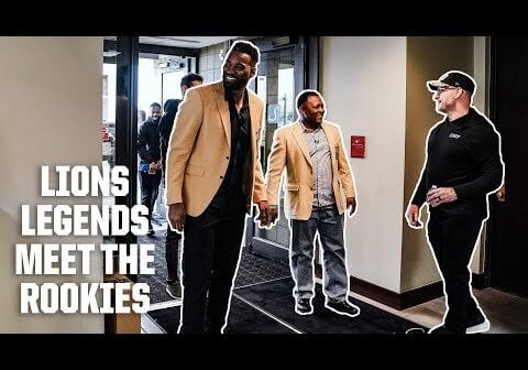 Calvin Johnson, Barry Sanders and Chris Spielman pick up the rookies in style!