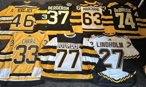Every Bruins special event uniform and collection (changing Chara to McAvoy)