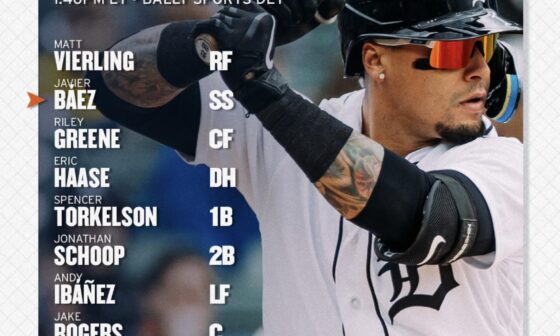 Detroit Tigers’ starting lineup for game 1 of the doubleheader against the Mets! (05/03/23)