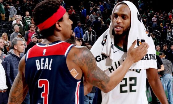 The Bucks are ‘highly unlikely’ to trade Khris Middleton for Bradley Beal, per @basketballtalk “Why would the Bucks do that. Beal is not better than Middleton now…”