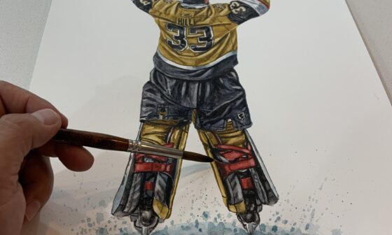 As requested by Knights fans, here’s my latest watercolour painting of Adin Hill celebrating his 2023 Stanley Cup win! Congratulations Adin and the Las Vegas Golden Knights. 👏 Please comment below for future requests or pm me. Hope you like it. Thanks 🙏 🙂 🎨