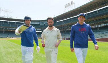 Cubs players try CRICKET with FELIX WHITE for the FIRST TIME! | ROAD TO THE LONDON SERIES