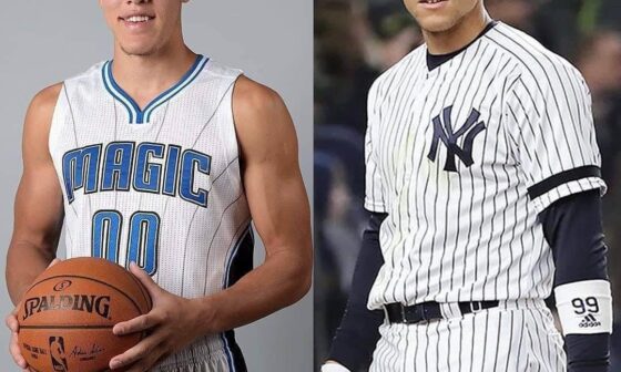 Ok let’s go conspirators On the left Aaron Gordon, Denver Nuggets (NBA) Finalist and on the right Aaron Judge, New York Yankees captain (MLB). Judge never met his biological parents. He was adopted a few days into being born. What y’all think?!