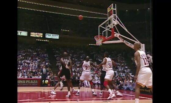 Clyde Drexler with the ultimate finger roll against the Rockets in the 1994 Playoffs