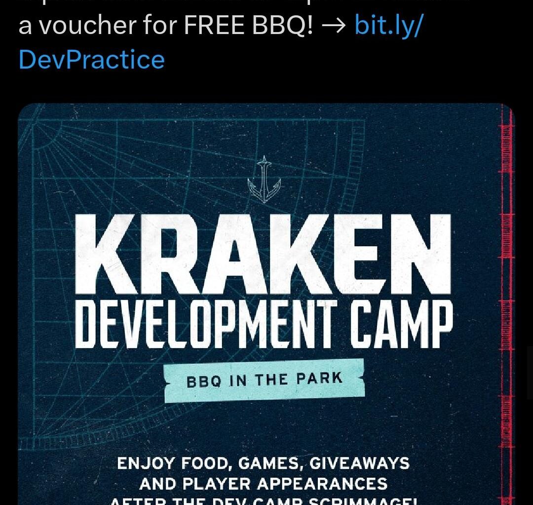 [Seattle Kraken] Ice is cold & the grill is hot! 🌭 Following their scrimmage at @KrakenIceplex on 7/5, you can meet the future of the #SeaKraken at our BBQ in the park from 1pm - 3pm! Watch the squad take the ice at 12pm to receive a voucher for FREE BBQ! → (link in Tweet)