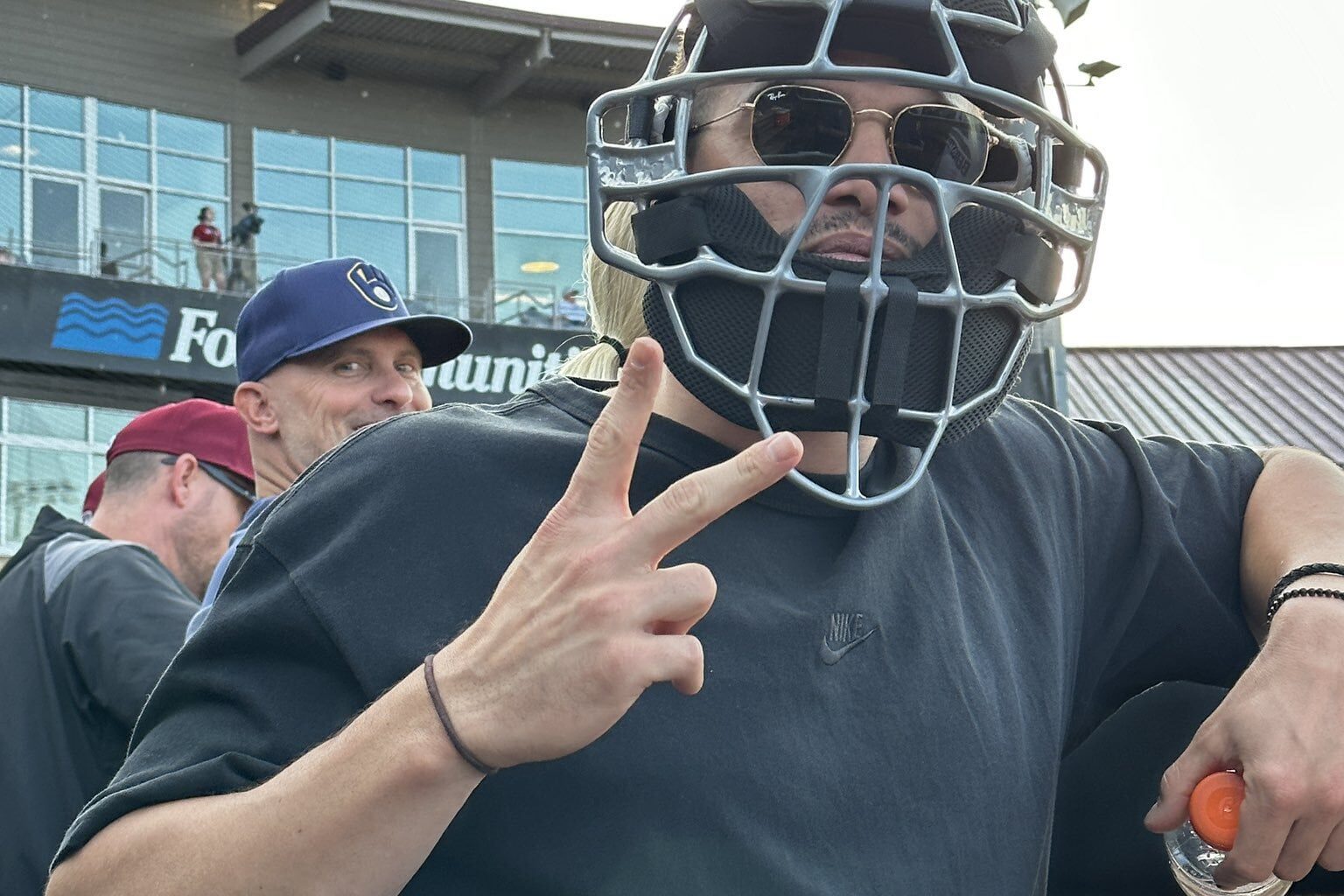 [Timber Rattlers] - Willy Taking Safety Precautions Tonight With The T-Rats