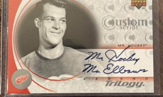 Before he was known as Mr. Hockey, Gordie was Mr. Elbows. He didn’t use that “signature” very often, so this one is pretty special to me.