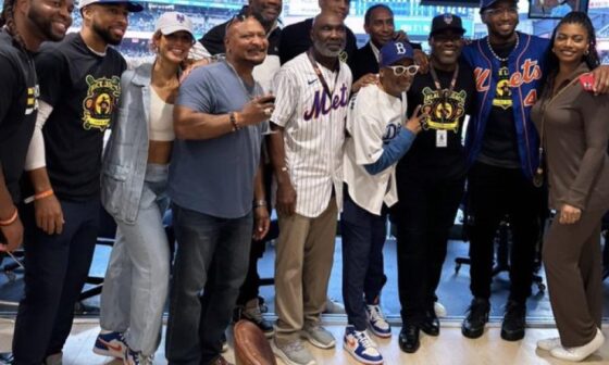 Donovan Mitchell with Houston, Spike, and Smith at a Mets game