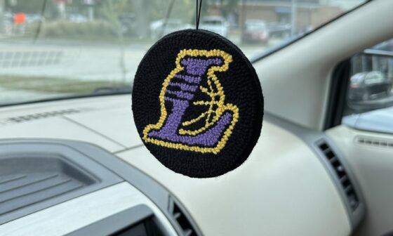 I made black background Lakers car charm! How does it look guys?