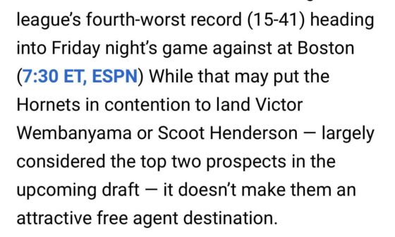 NBA Article from February of this year. Why do talks of hornets taking miller persist when back in February people where talking about hornets getting wemby or scoot?