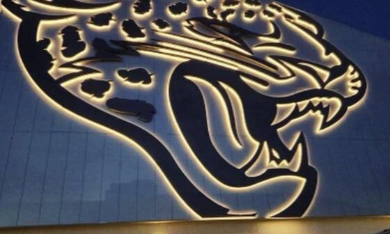 The Jags logo on the West Exterior of the Miller Electric Center
