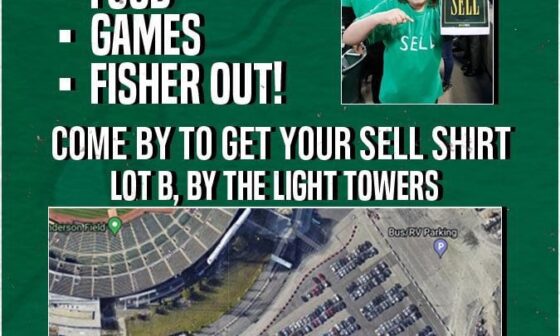 official via the 68s: go to Lot B on the 13th to collect your kelly green Sell t-shirt!!