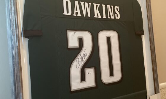 My signed and authenticated Dawkins jersey
