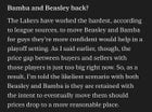 [Irwin] I'm told the Lakers are still pursuing trades but if one doesn't present itself, the plan is to bring back both Beasley and Bamba next year.