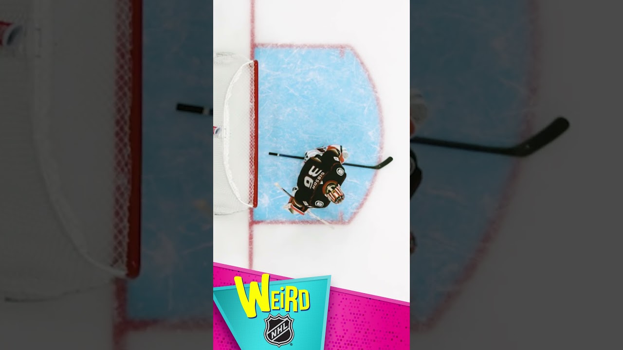 STICK GETS STUCK in goalie's skate! | Weird NHL #shorts
