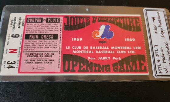 Some Montreal Expos tickets I've collected (including 1st game in 1969, unplayed games from '94 strike, Tony Gwynn's 3000th hit game)