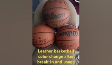 3 leather basketballs to show color difference after breaking-in and usage