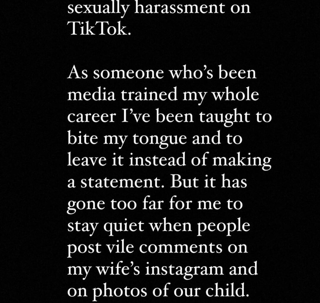 Alex Wennberg’s statement on the booktok situation, follow up from his wife, Felicia Wennberg’s statement yesterday