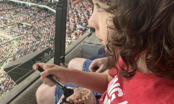 Got my boy to his first MLB game today! Ice cream was a major selling point.