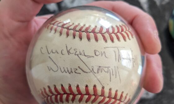 Thought you guys would appreciate our Willie Stargell autograph we got in the 90s in Erie. Chicken on the hill!