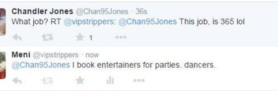 8 years ago today, my interaction with Chandler Jones on Twitter, he tweeted something about his job being 365. I replied, me too, he asked what I do, my handle wasn't clear enough I guess.