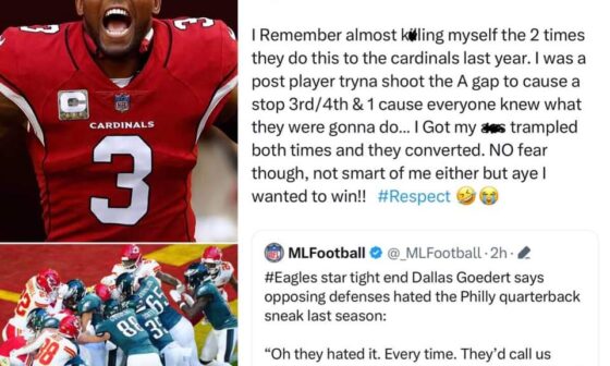 Budda Baker reveals his thoughts on the “infamous” 2022/23 Eagles QB sneak.