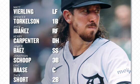 Tigers lineup for series finale against Oakland | Kerry Carpenter is starting against a LHP (7/6/23)