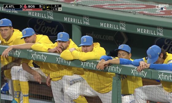 Shot of the dugout rail while waiting for Kenley to get the third out