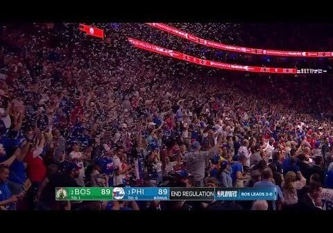 Sixers accidentally drop confetti at the end of the 4th quarter before losing the game in OT
