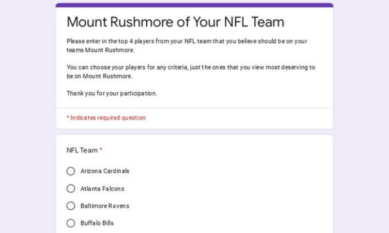 Mount Rushmore of NFL Teams Survey