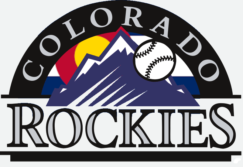 Colorado Rockies logo but with the state flag behind the mountain.