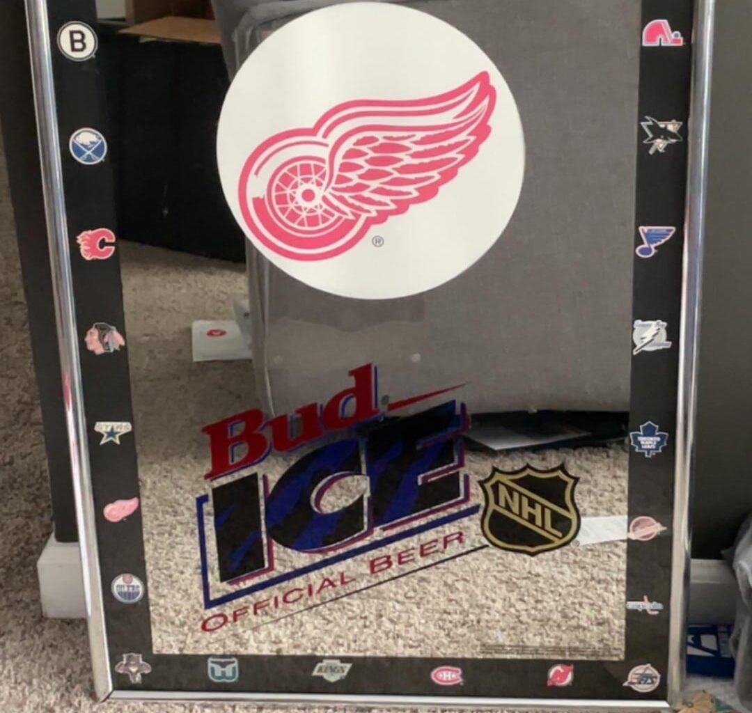 Red Wings Bud Ice mirror + 1989 clock!