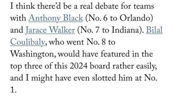 Sam Vecenie of the Athletic thinks Bilal would be the #1 pick of the 2024 draft