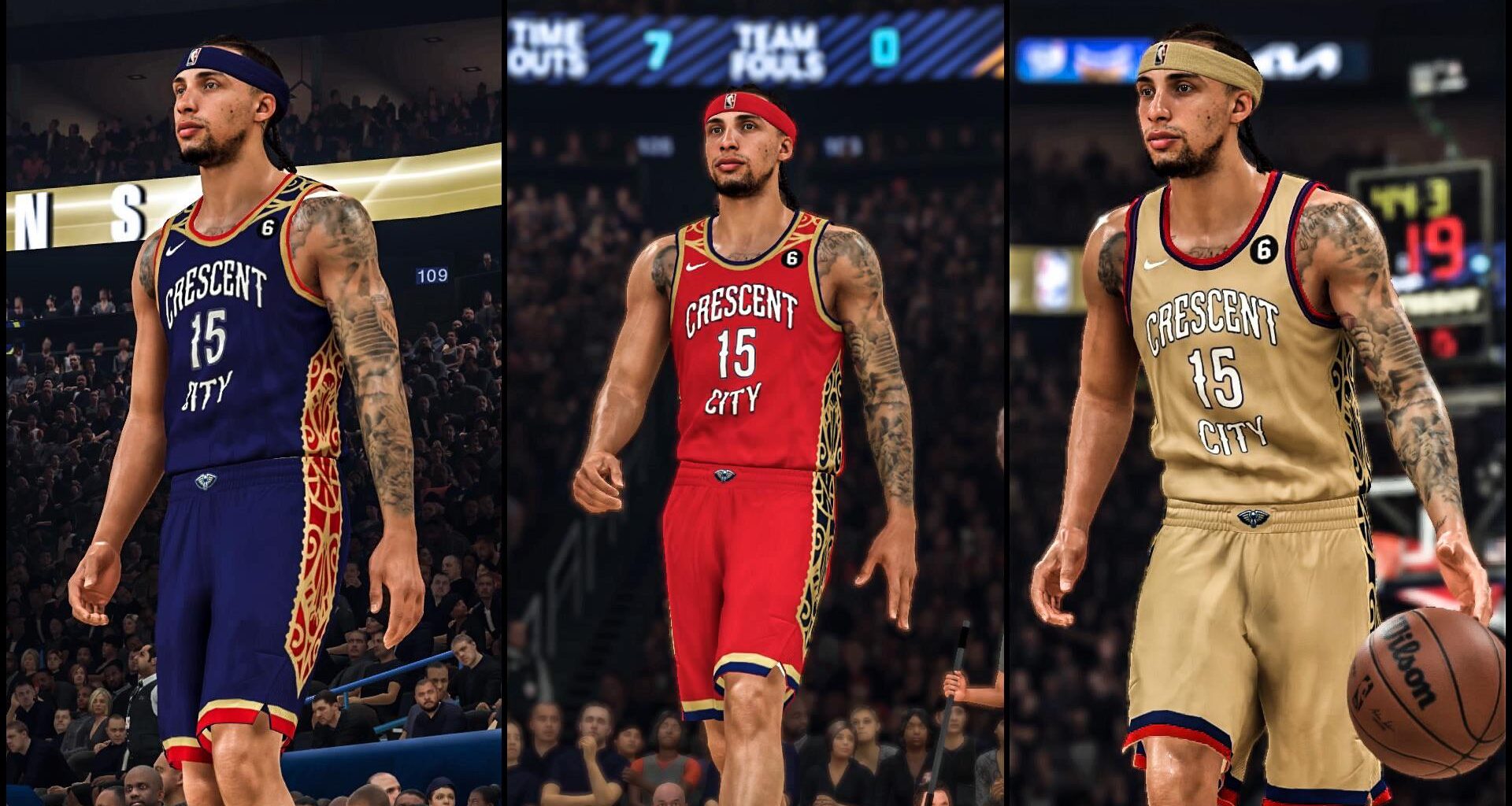 Recreated the Crescent City jerseys on 2k. Fixed the color balancing and added some New Orleans inspired details. Also made a blue and gold version as requested. What do you guys think?