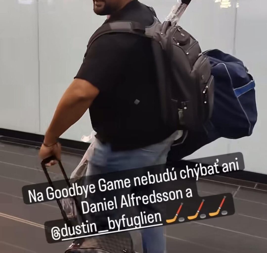 Byfuglien, Alfredsson, Darling, and Rozsival arrived in Slovakia for Hossa’s goodbye game