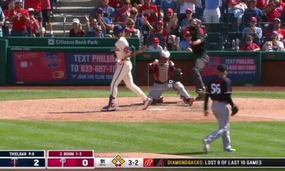 A pitch that is not close to the zone is called a Strike as it was Bases Loaded for the Phillies and all the fans are not having it.