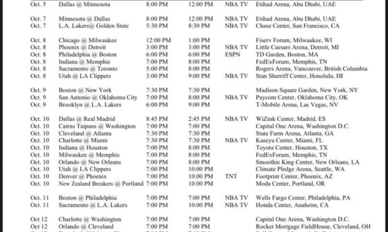 2023 NBA Preseason Schedule