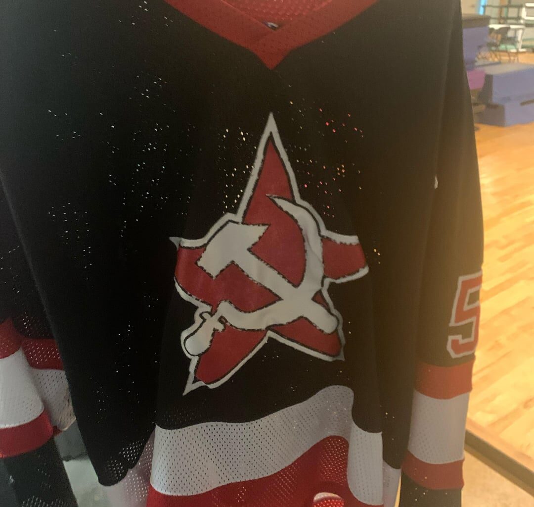 So I found a hockey jersey that my dad used to play for… I have many questions