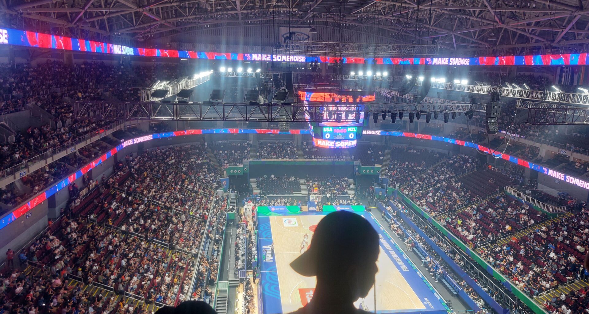 Supporting our boy and the rest of the US in the nosebleeds