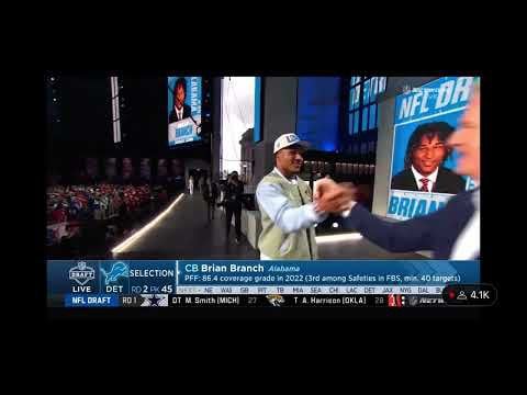There are franchise changing moments you don't see and there are franchise changing moments you do. Branch at 45 is one of those moments you can just see. Listen to the fan 7 seconds in calling Detroit to pick Brian Branch