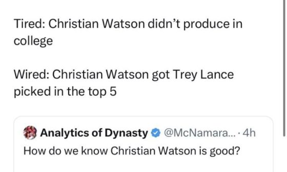 With the news of Lance being the third string QB, I’m reminded of this tweet.