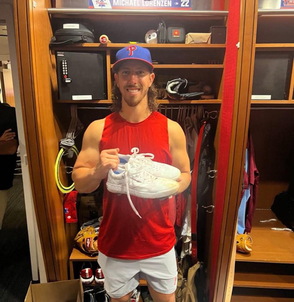 The Vans Lorenzen wore during the game are headed to Cooperstown