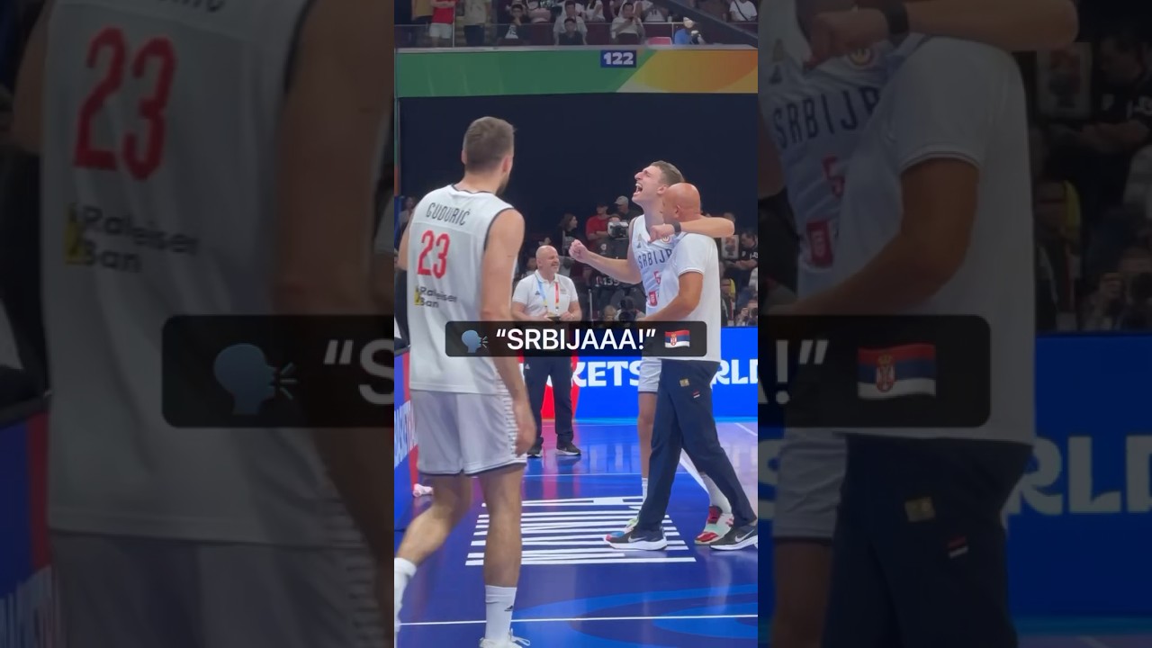 Serbia celebrates securing their spot in the #FIBAWC Final! 🗣️ 🇷🇸 🏀