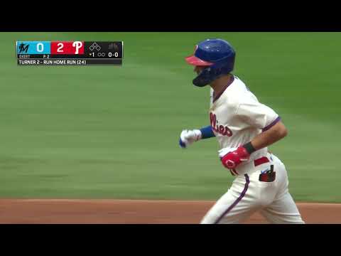 Trea Turner CRUSHES the first pitch he sees! He has 9 homers in his last 10 games!